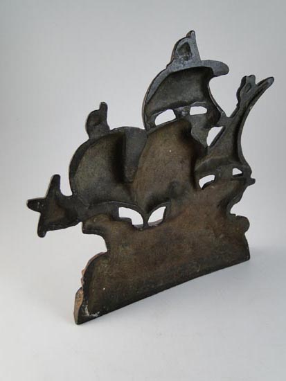   Iron Spanish Galleon Ship Door Stop Figural Vintage Doorstop  