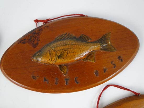   Fish Fishing Wall Plaque Muskie Walleye Set Wood Wisconsin Old  