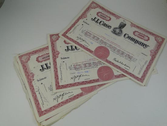 1969 Vintage J.I.Case Tractor Racine WI Stock Certificate Set Farm 