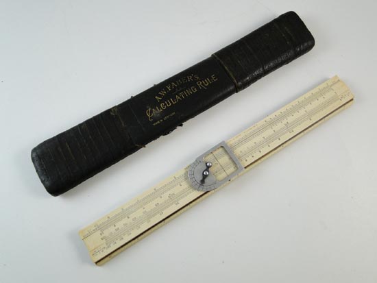 Antique 1899 A.W.Faber Calculating Rule Sliding Ruler Bone Curse 